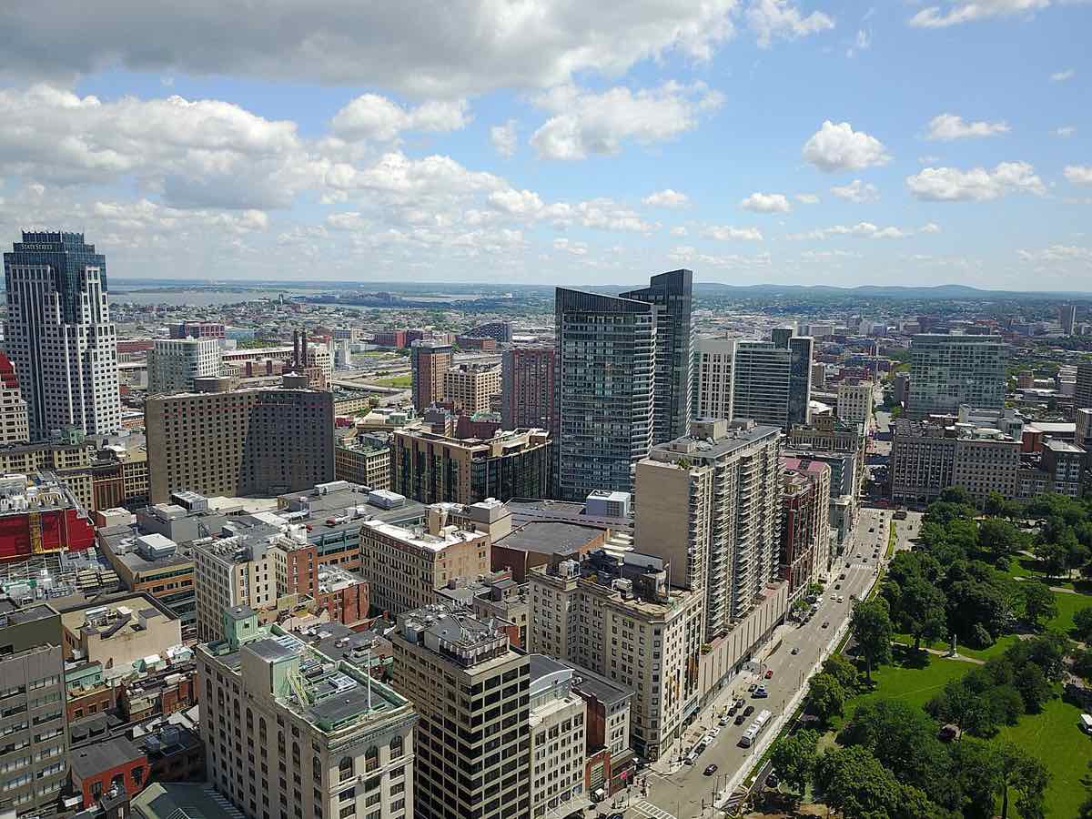 Boston skyline aerial view