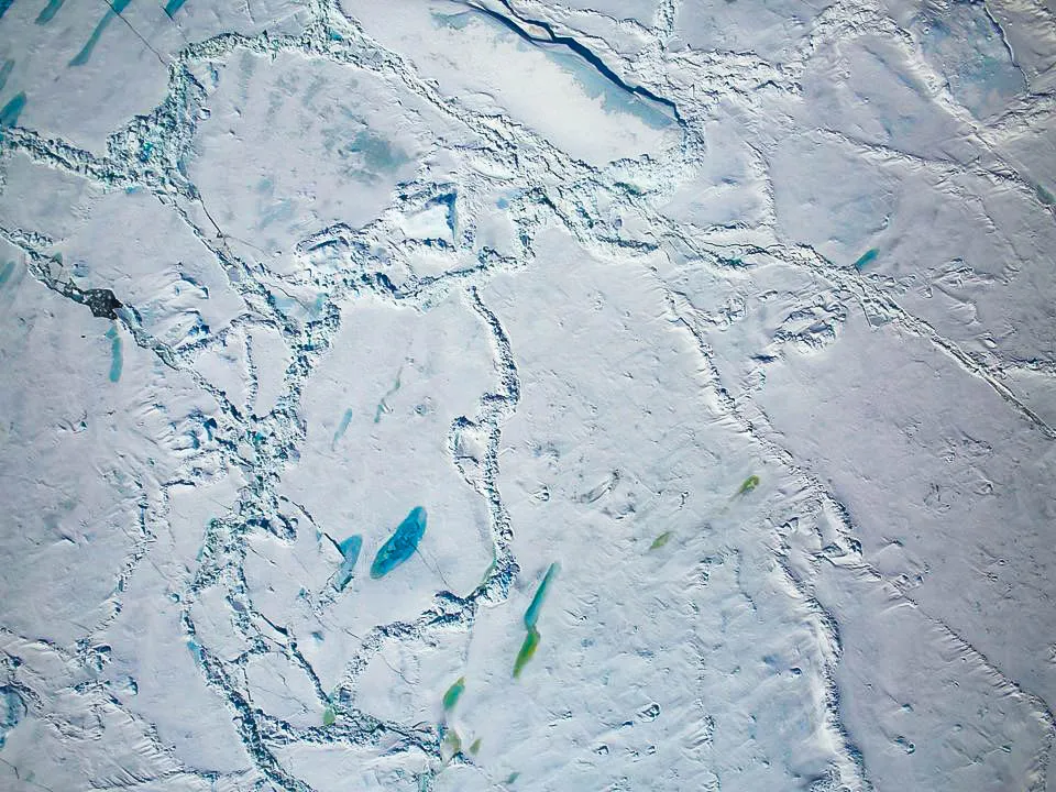 Arctic sea ice melt pond aerial