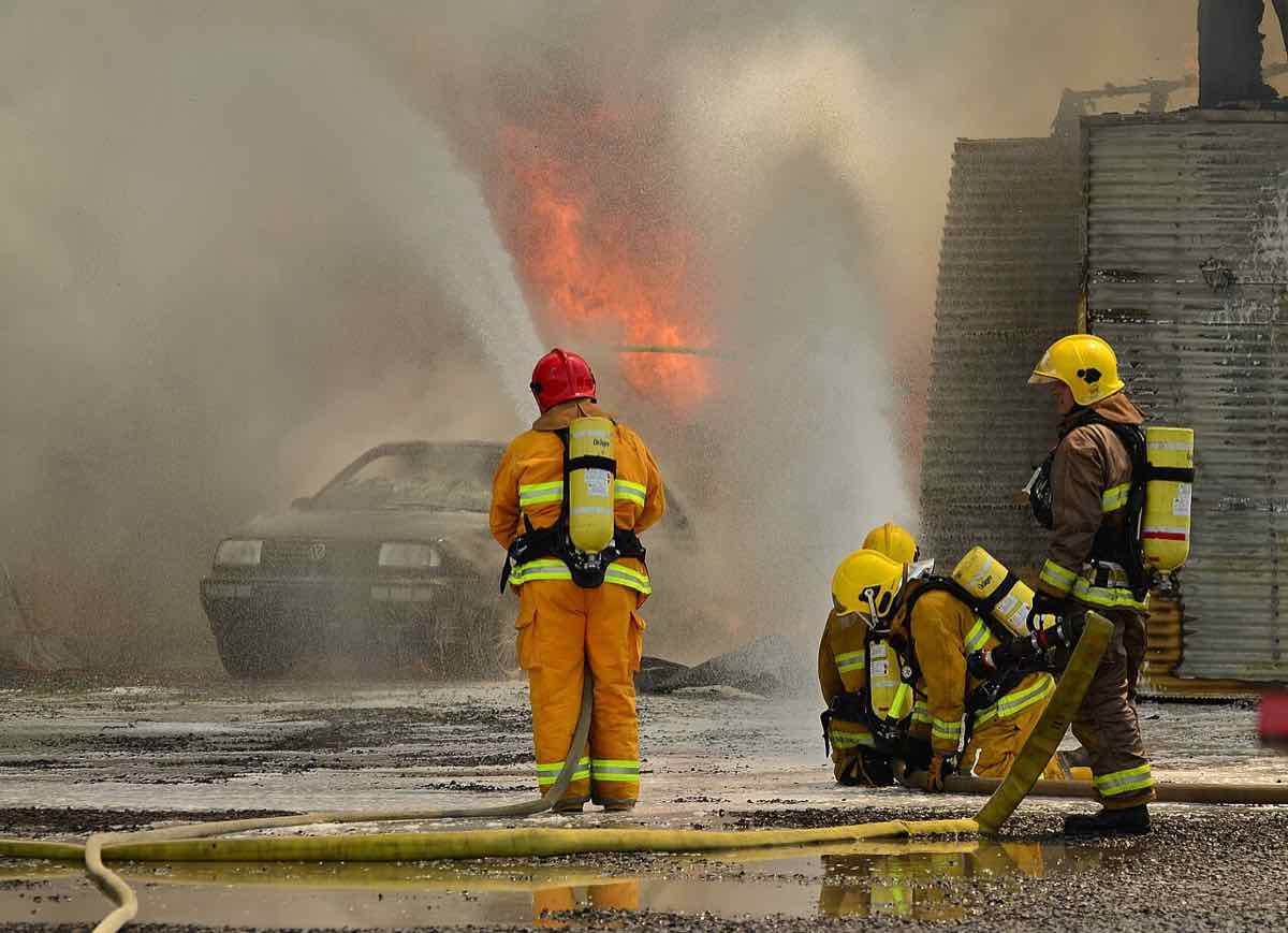 firefighters extinguishing fire