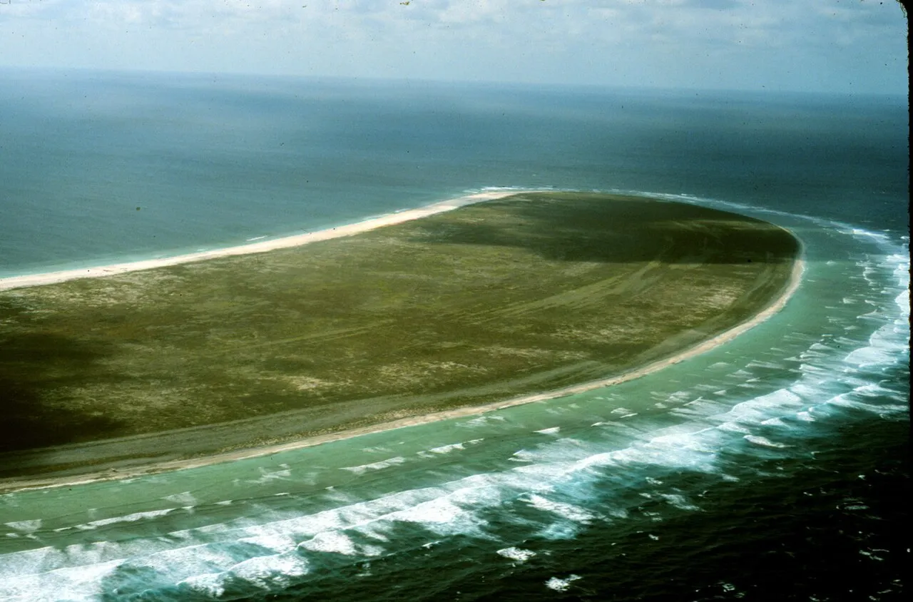 Pacific island atoll aerial